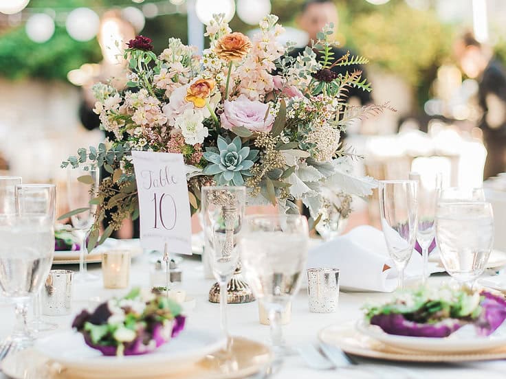 Elegant floral centerpiece for a formal event at Type A Soiree.